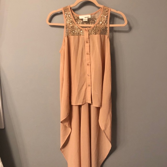 Salmon Pink Sleeveless Dress - Picture 1 of 4